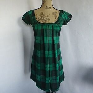 Miuse Green And Black Plaid Tunic Dress